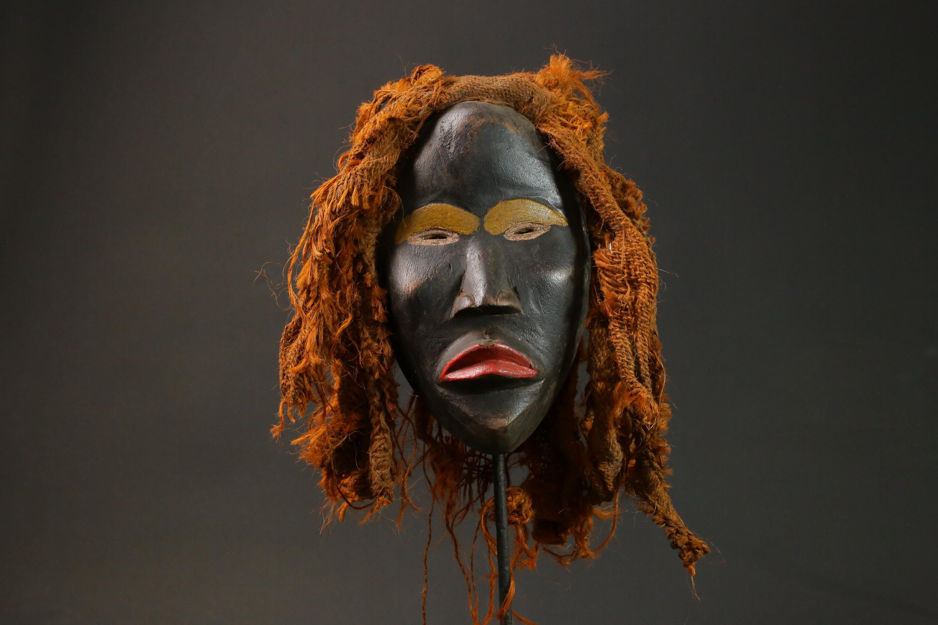 African wood mask antiques Dan Kran also Dan Ngere or Dan Masks for wall-G2873
