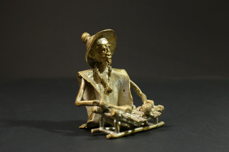 African Bronze Xylophone Player from Benin Brass Dogon wax method-G2877