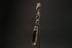 African Traditional African Wakemia Spoon with Dan Figurine Handle Unique Art Piece from Ivory Coast for Home Decor and Collectors-G1509