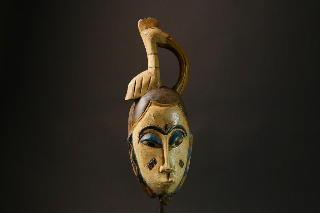 African Guro Gu Mask Hand-Carved Wooden Tribal Face Mask Home Decor Art Piece for Unique Wall Hanging Ethnic Decor Collection-9179