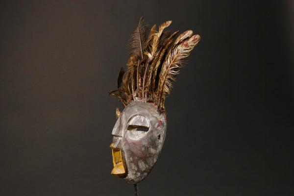 African wood mask antiques Painted Round Sese Wood from Ghana Décor Masks for wall-G1271