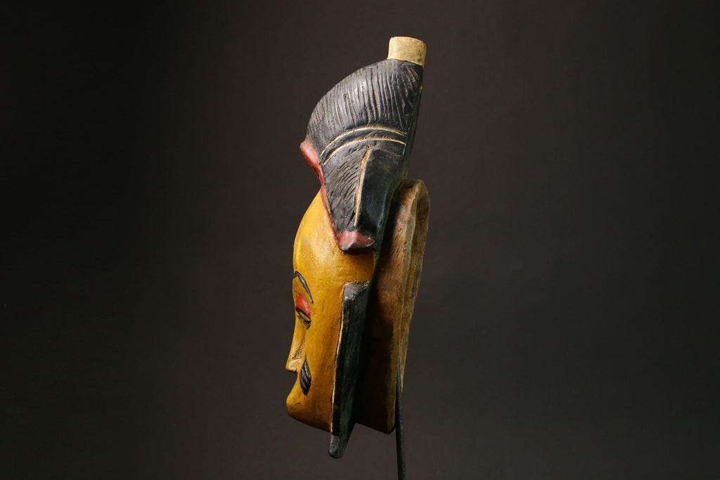 African Handmade Guru Mask Unique Wall Art Decor from Côte d'Ivoire Ideal for Home Decorative Ethnic Artisan Craft Traditional Style -7918