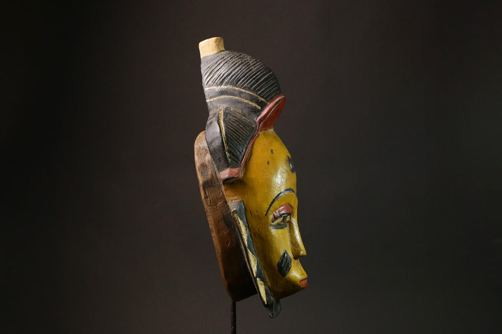 African Handmade Guru Mask Unique Wall Art Decor from Côte d'Ivoire Ideal for Home Decorative Ethnic Artisan Craft Traditional Style -7918