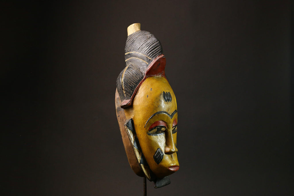 African Handmade Guru Mask Unique Wall Art Decor from Côte d'Ivoire Ideal for Home Decorative Ethnic Artisan Craft Traditional Style -7918