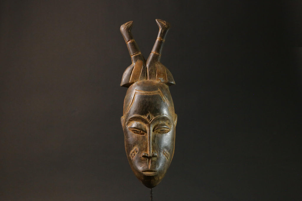 African mask Use tribal Baule Wall Hanging Primitive Art Collectibles Masks for wall-7634