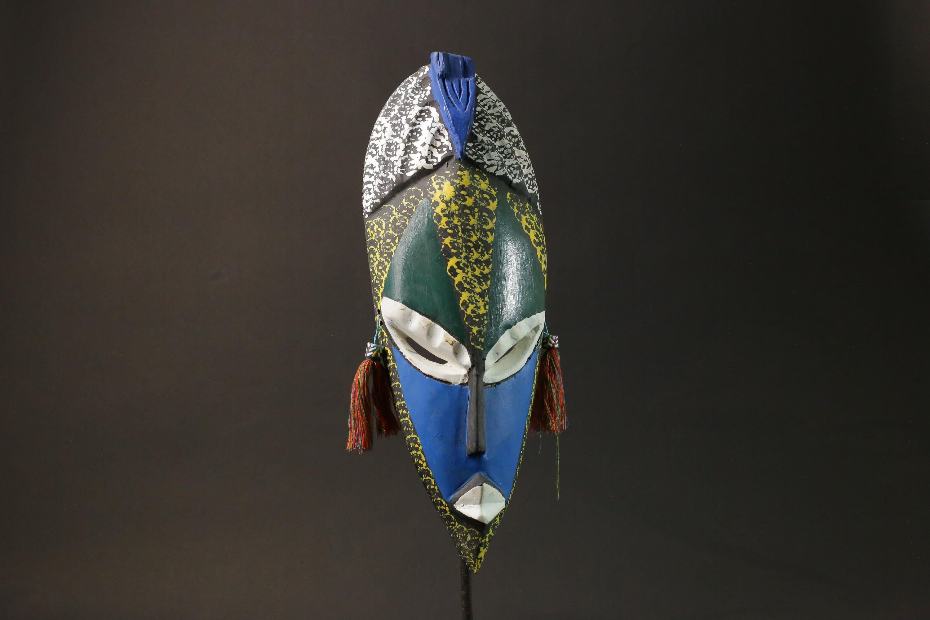 African mask wood Colorful Ghana real figure vintage African masks for wall-6108