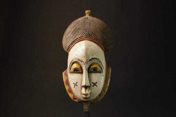 Vintage African Tribal Face Mask Hand-Carved GU Wooden Wall Hanging Decor Unique Art Piece for Home Decor Ethnic Collectible Wall Art 7902