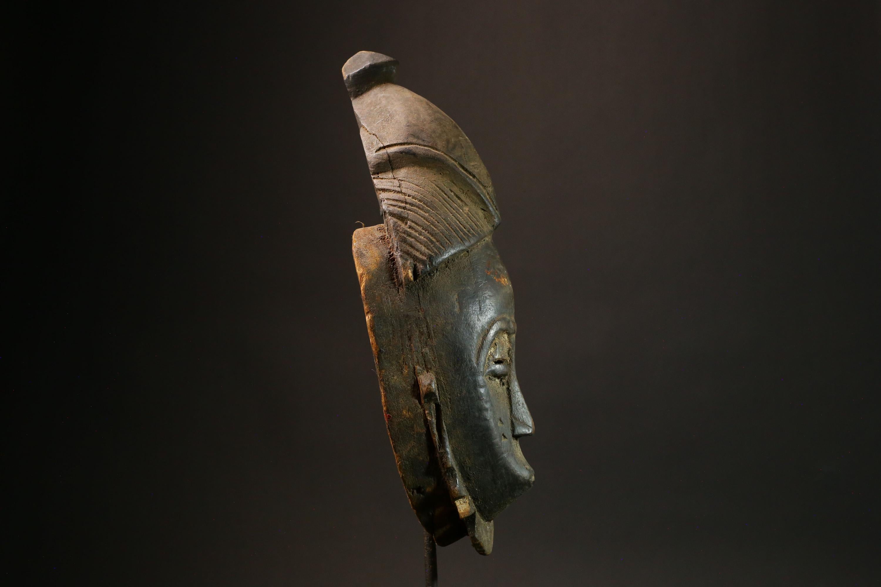 African Baule Zaouli Mask Handcrafted Unique Primitive Wall Hanging Art Piece Decorative Collectible Home Decor Cultural Heritage Art 7833