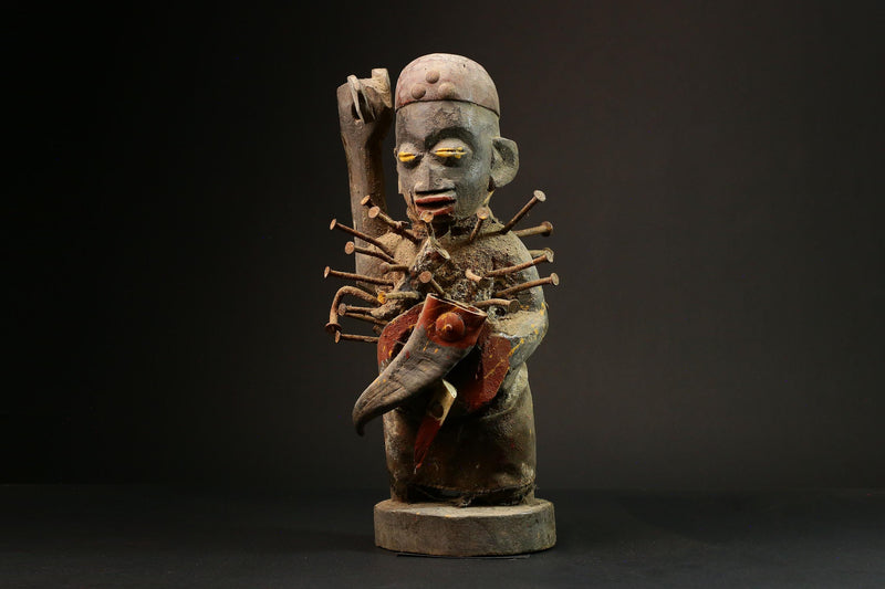 African Shrine Figure Nkisi Unique Handcrafted Power Figure from African Art Collectible Decorative Cultural Piece for Home Decor G3133