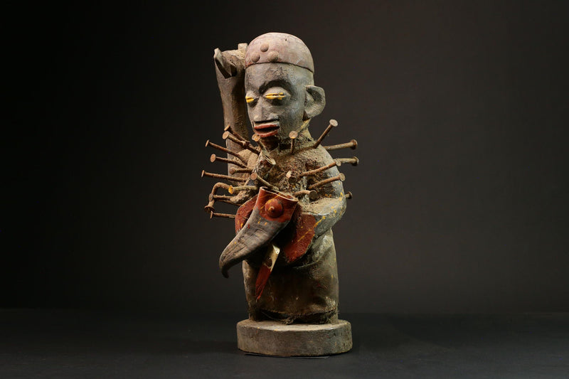 African Shrine Figure Nkisi Unique Handcrafted Power Figure from African Art Collectible Decorative Cultural Piece for Home Decor G3133