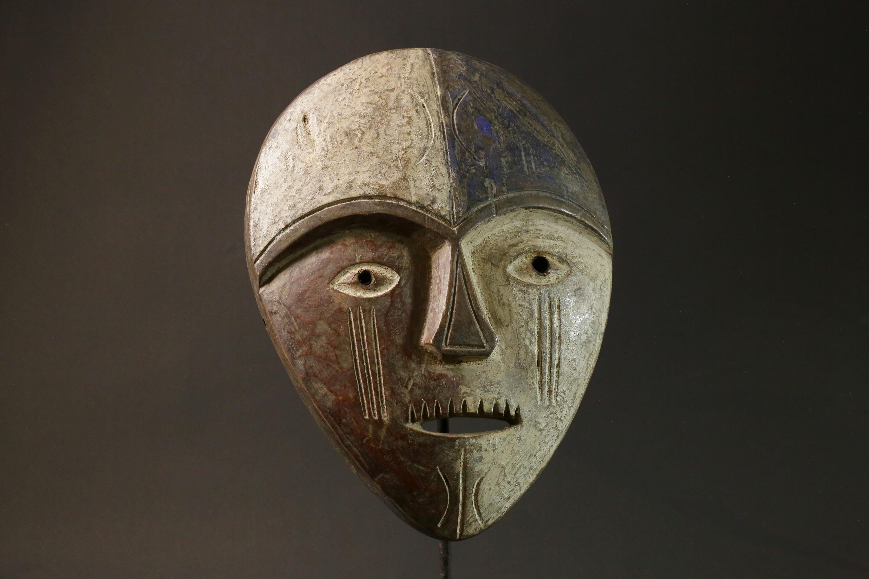 african wood mask antiques Dem Lega Wall Hanging Primitive Art Collectibles-7615
