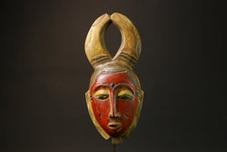 African Authentic Baule Ndoma Tribal Face Mask Hand-Carved Wooden Wall Hanging Art Unique Home Decor Piece  Masks for wall-9188