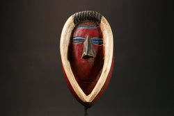 African Authentic Guro Tribe Art Mask - Hand-Carved Wooden Baule Wall Decor Tribal Decor Piece for Home Hand Carved Masks for wall- G3160