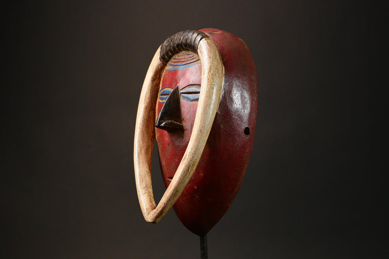 African Authentic Guro Tribe Art Mask - Hand-Carved Wooden Baule Wall Decor Tribal Decor Piece for Home Hand Carved Masks for wall- G3160