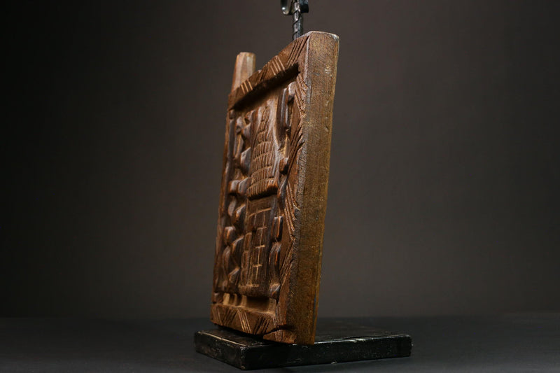 African Authentic Yoruba Granary Door - Hand-Carved Wooden Wall Hanging Decor Statue - Unique Cultural Home Accent - G3149