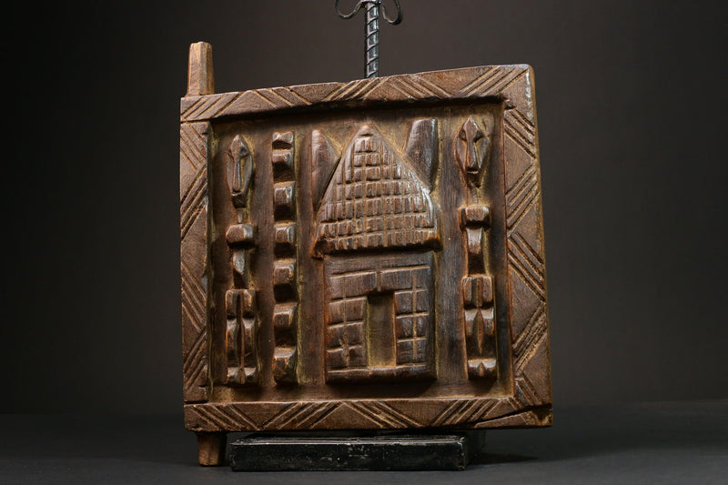 African Authentic Yoruba Granary Door - Hand-Carved Wooden Wall Hanging Decor Statue - Unique Cultural Home Accent - G3149