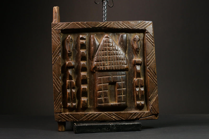 African Authentic Yoruba Granary Door - Hand-Carved Wooden Wall Hanging Decor Statue - Unique Cultural Home Accent - G3149