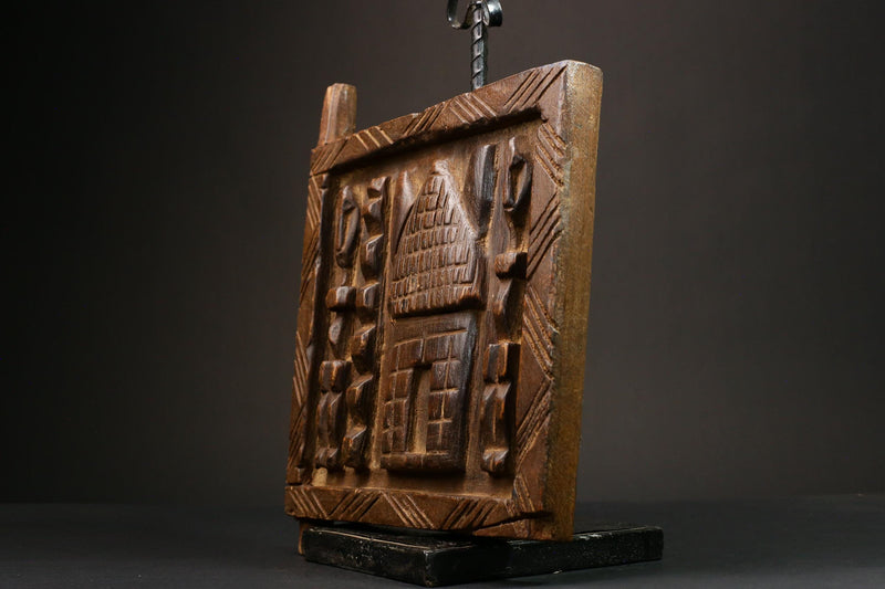 African Authentic Yoruba Granary Door - Hand-Carved Wooden Wall Hanging Decor Statue - Unique Cultural Home Accent - G3149