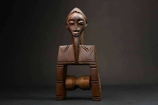 African Authentic Figure Knee Pulley & Konantré Loom - Beautiful Gouro Art from Côte d'Ivoire - Unique Cultural Home Decor- G3148