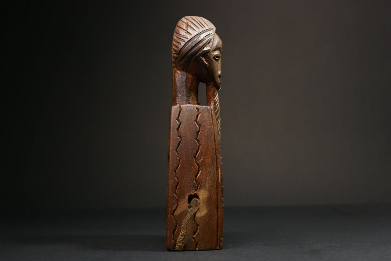 African Authentic Figure Knee Pulley & Konantré Loom - Beautiful Gouro Art from Côte d'Ivoire - Unique Cultural Home Decor- G3148