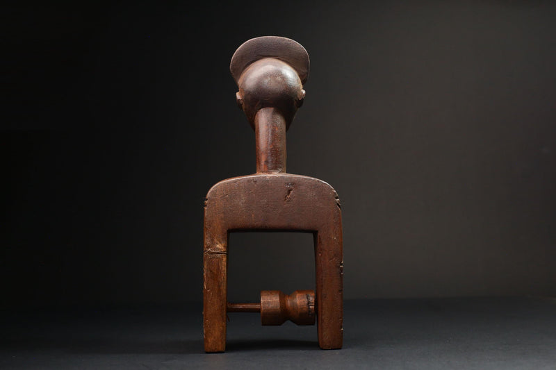 African Authentic Figure Knee Pulley & Konantré Loom - Beautiful Gouro Art from Côte d'Ivoire - Unique Cultural Home Decor- G3147