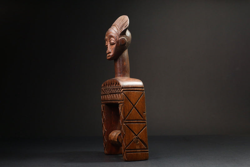 African Authentic Figure Knee Pulley & Konantré Loom - Beautiful Gouro Art from Côte d'Ivoire - Unique Cultural Home Decor- G3147