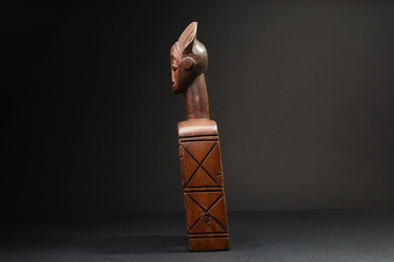 African Authentic Figure Knee Pulley & Konantré Loom - Beautiful Gouro Art from Côte d'Ivoire - Unique Cultural Home Decor- G3147