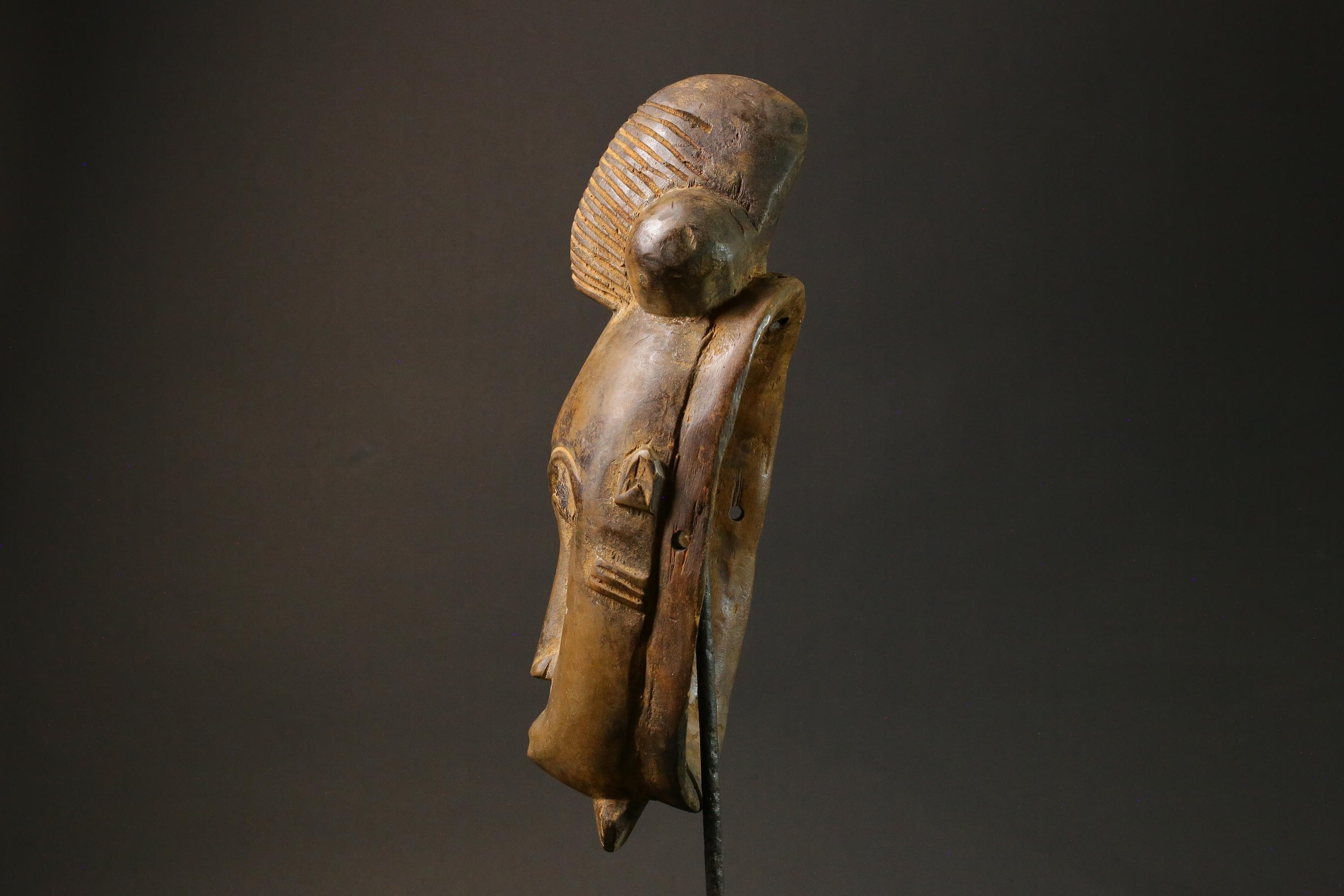African mask antiques Baule Art Face Vintage Wood Carved Guru Masks for wall-7630