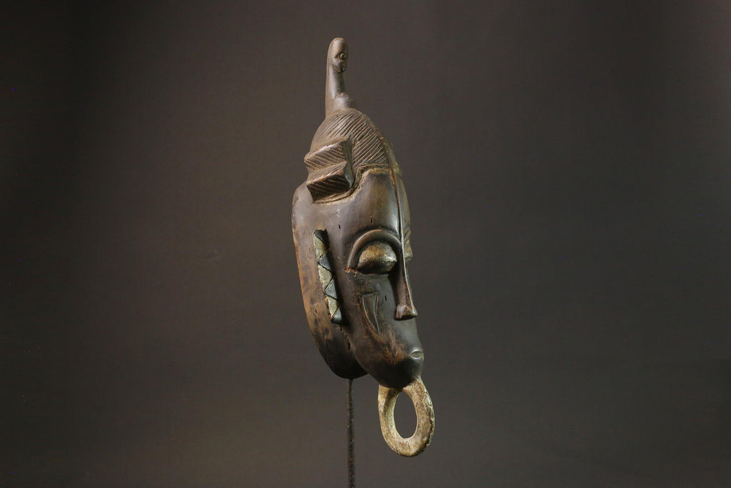 African mask wood African real figure Antique Baule Art masks for wall -7616