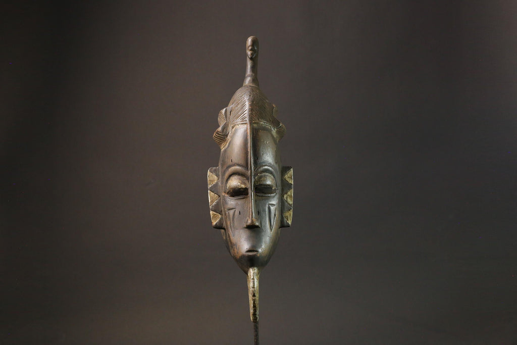 African mask wood African real figure Antique Baule Art masks for wall -7616