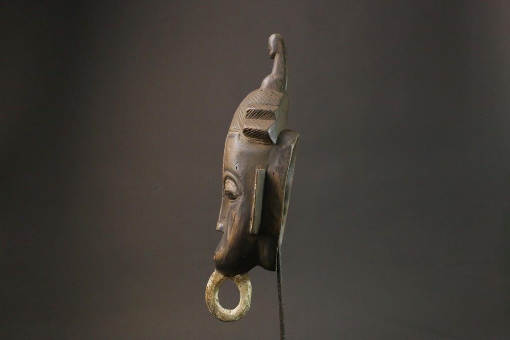 African mask wood African real figure Antique Baule Art masks for wall -7616