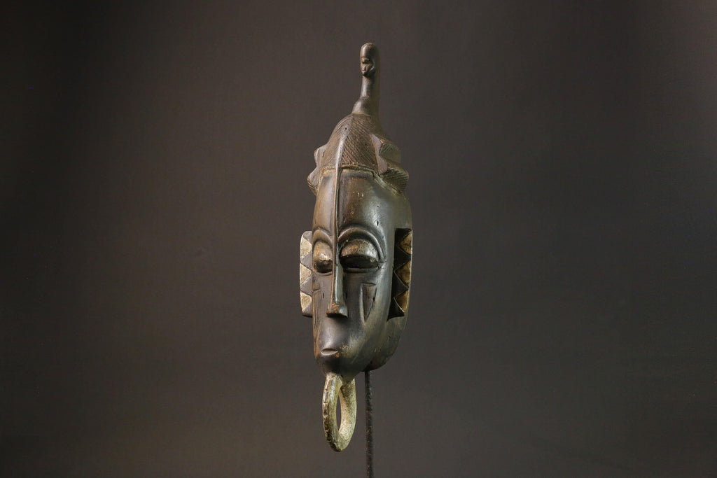 African mask wood African real figure Antique Baule Art masks for wall -7616