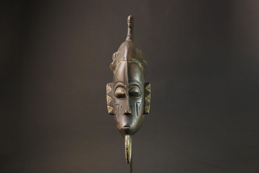 African mask wood African real figure Antique Baule Art masks for wall -7616