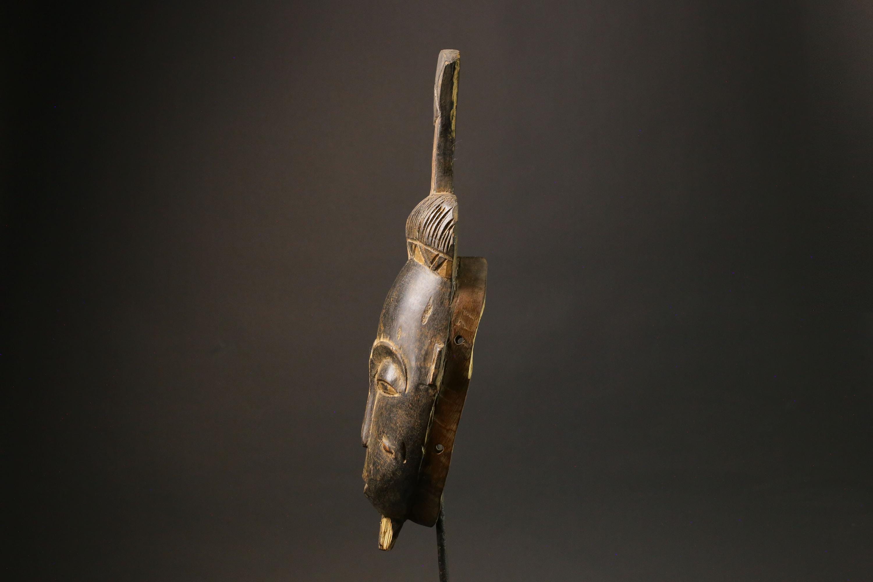 African Tribal Baule Wood masks Hand Carved Portrait Mask Wood Kpan Mblo Masks for wall-7573