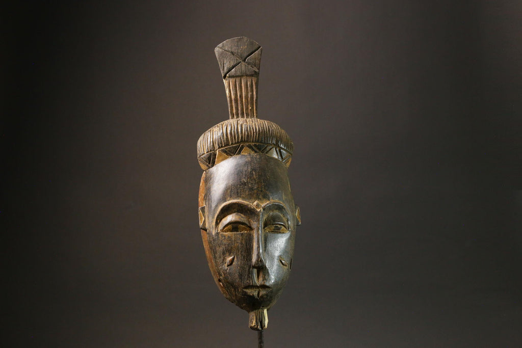 African Tribal Baule Wood masks Hand Carved Portrait Mask Wood Kpan Mblo Masks for wall-7573