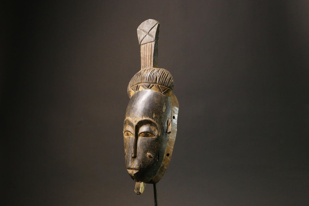 African Tribal Baule Wood masks Hand Carved Portrait Mask Wood Kpan Mblo Masks for wall-7573