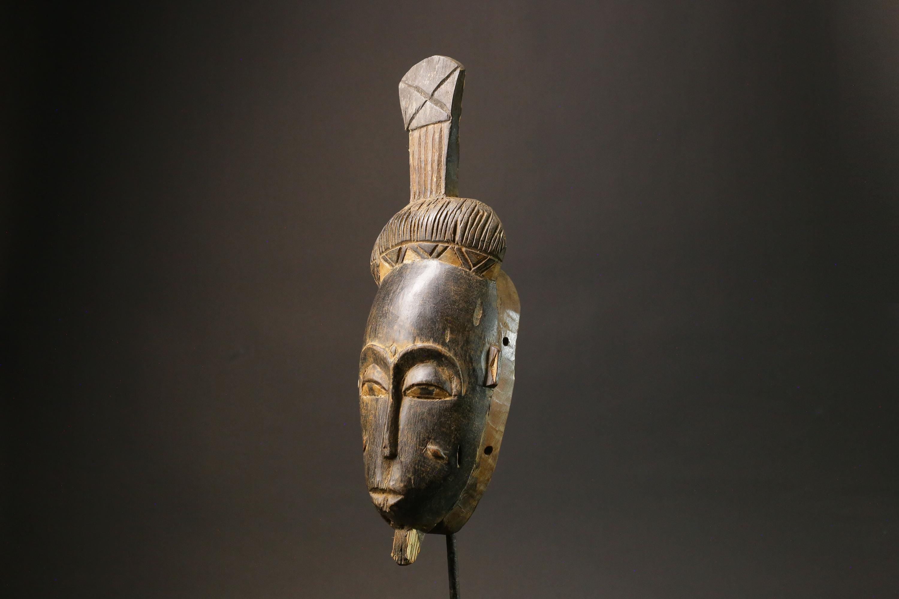 African Tribal Baule Wood masks Hand Carved Portrait Mask Wood Kpan Mblo Masks for wall-7573