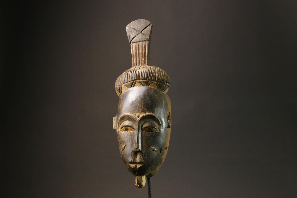 African Tribal Baule Wood masks Hand Carved Portrait Mask Wood Kpan Mblo Masks for wall-7573
