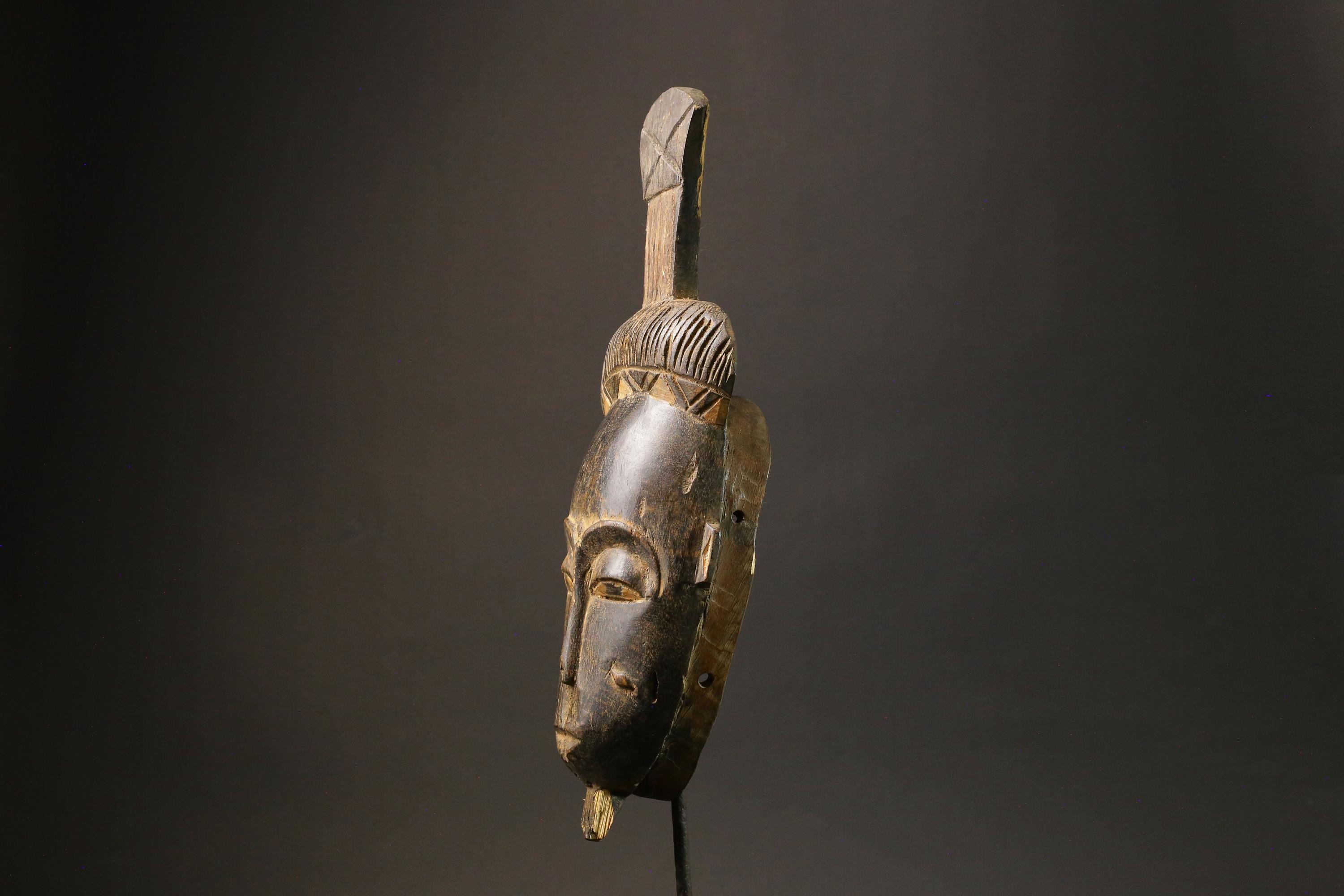 African Tribal Baule Wood masks Hand Carved Portrait Mask Wood Kpan Mblo Masks for wall-7573