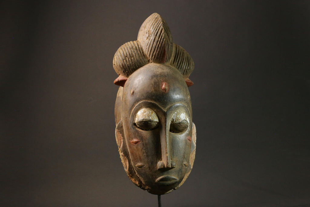 African Tribal Baule Face mask Wood Hand Carved Wall Ndoma Masks for wall-2964