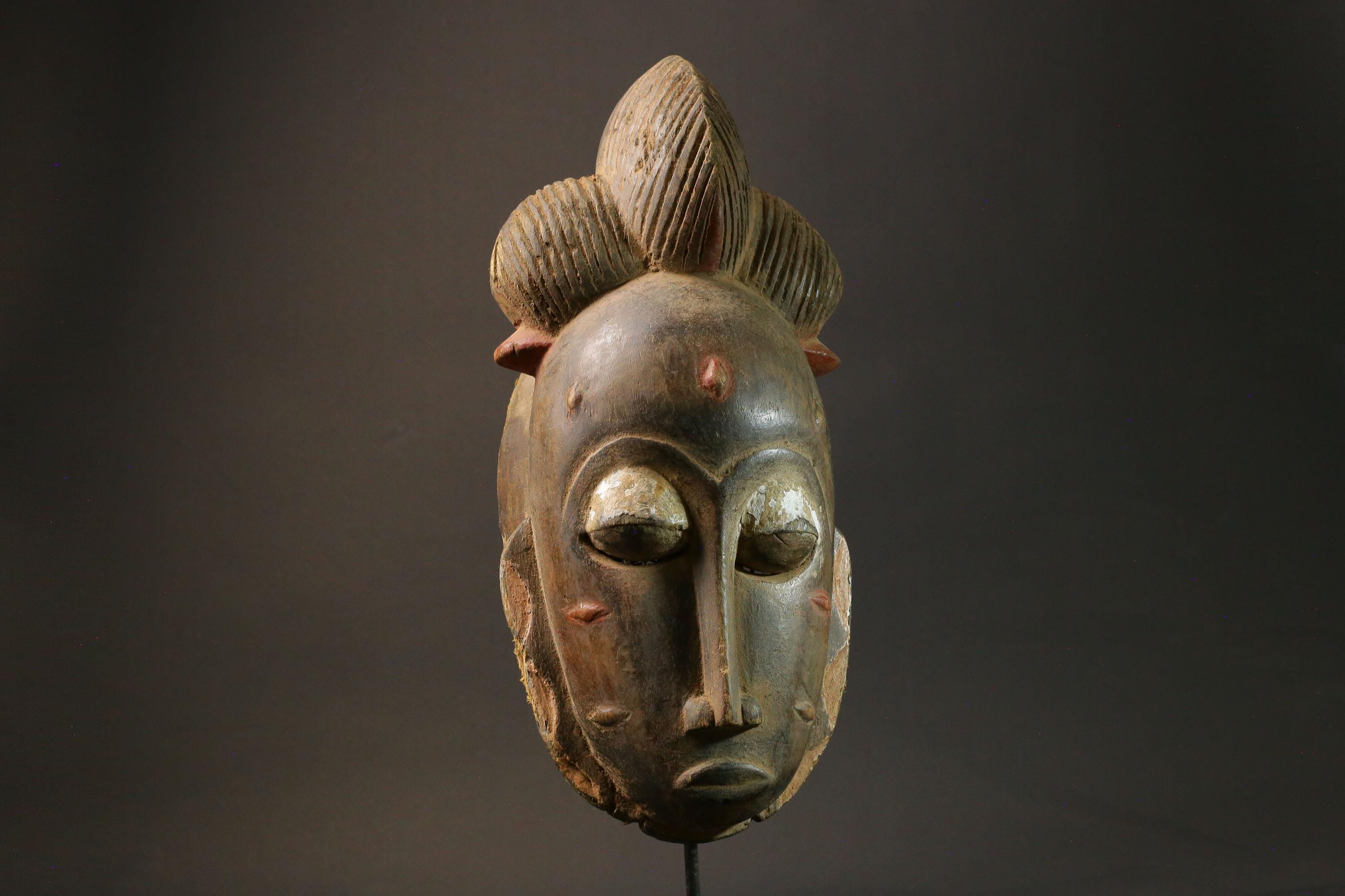 African Tribal Baule Face mask Wood Hand Carved Wall Ndoma Masks for wall-2964