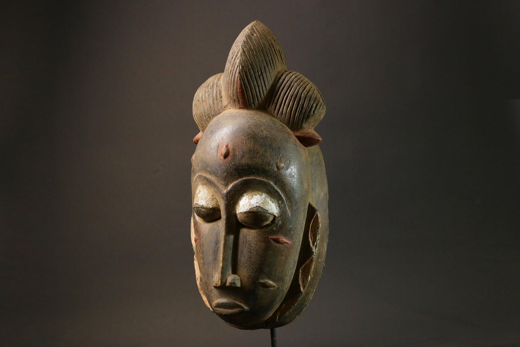 African Tribal Baule Face mask Wood Hand Carved Wall Ndoma Masks for wall-2964