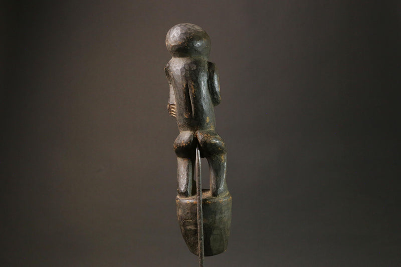 Handcrafted African Tribal Wood Carved Mask with Metal Underlining and Scarifications-7514