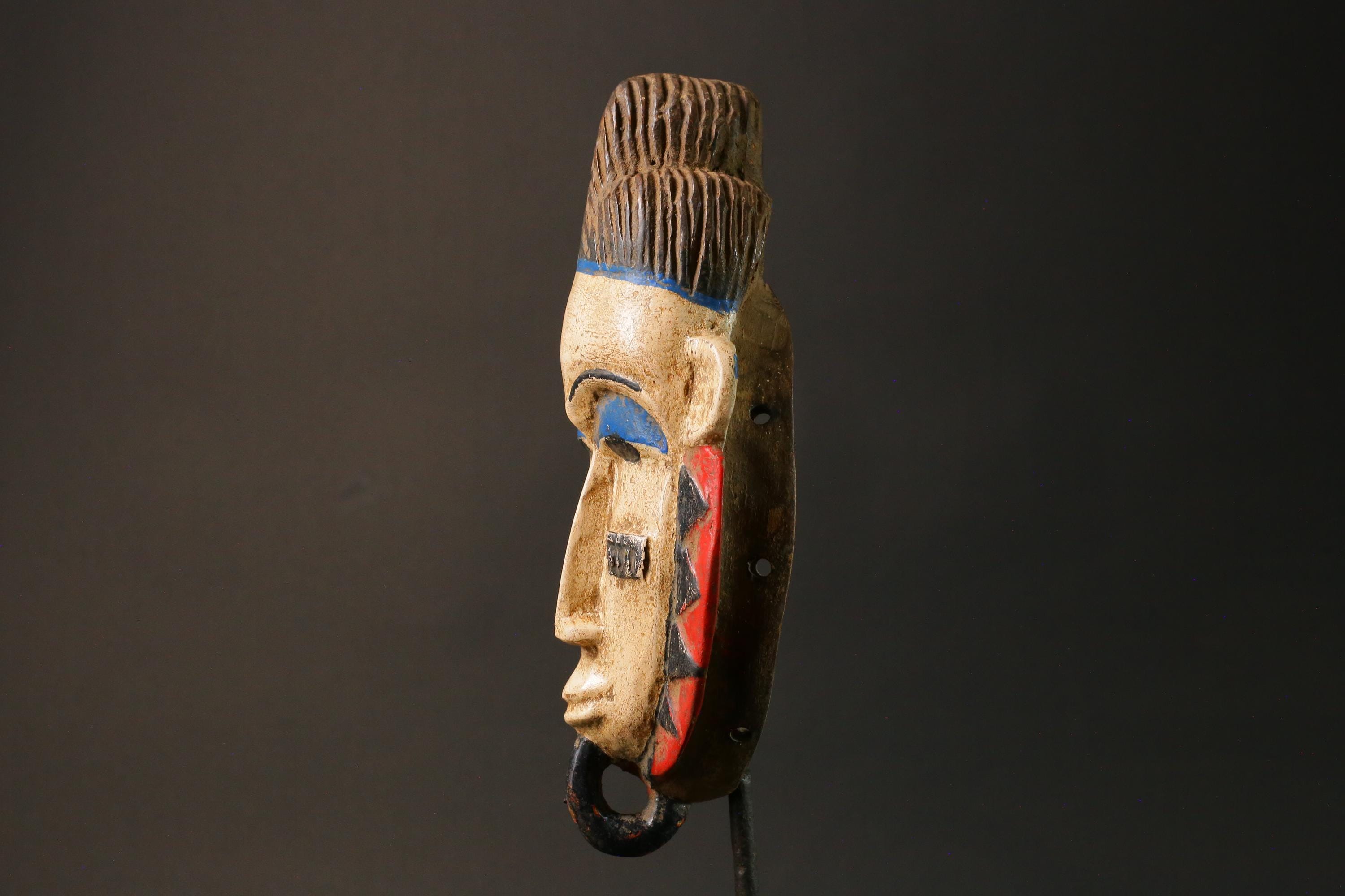 African Mask Hand Carved Guro Tribe Gu Female Face Mask Home Décor Wall Hanging-G2911