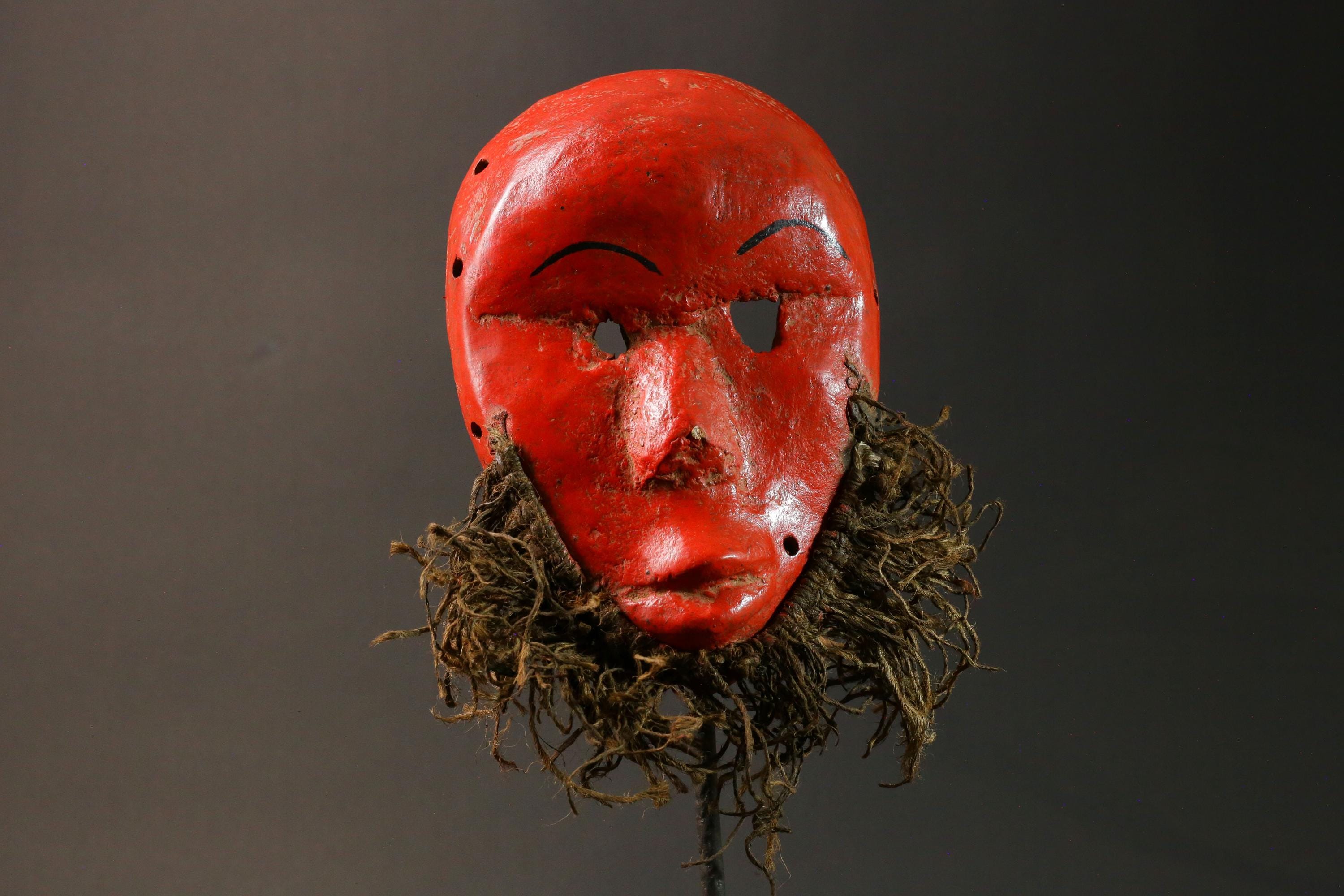 African mask Vintage Dan Kran Kaogle wood African real figure vintage African masks for wall -G2910