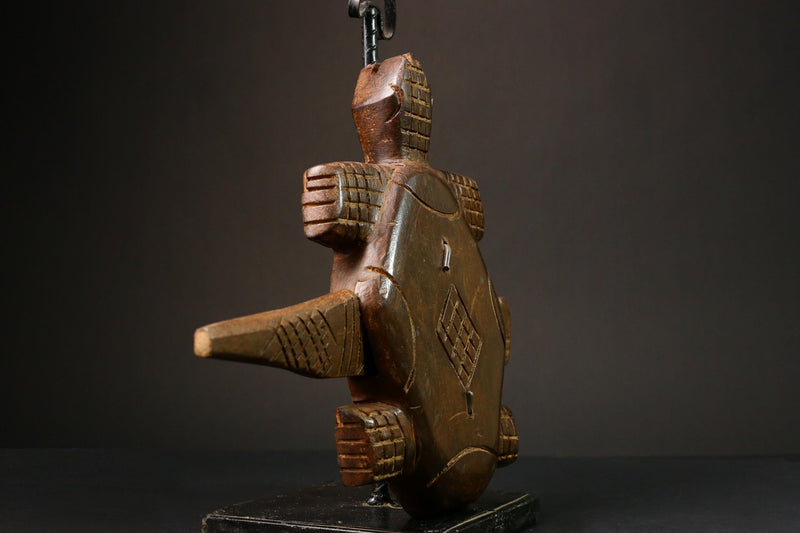 African Authentic Dogon Door Lock Featuring Turtle Figures - Unique Decorative Art from Mali - Cultural Home Accent -G3166