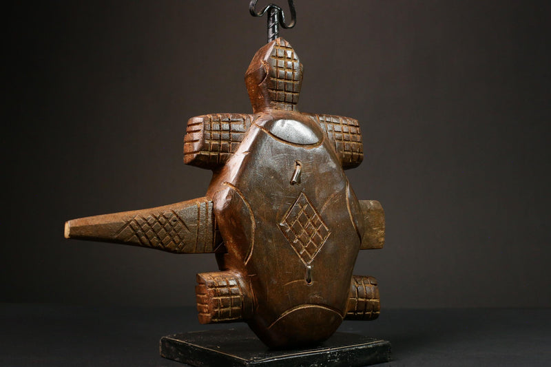 African Authentic Dogon Door Lock Featuring Turtle Figures - Unique Decorative Art from Mali - Cultural Home Accent -G3166