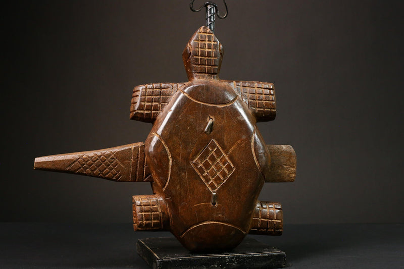 African Authentic Dogon Door Lock Featuring Turtle Figures - Unique Decorative Art from Mali - Cultural Home Accent -G3166