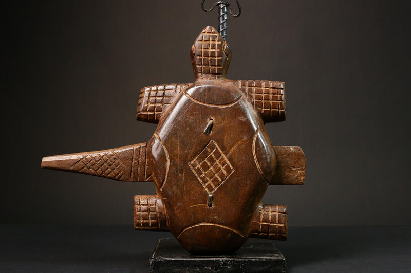 African Authentic Dogon Door Lock Featuring Turtle Figures - Unique Decorative Art from Mali - Cultural Home Accent -G3166