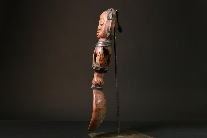 African Rare Fang Ceremonial Spoon - Unique Wooden Art Piece from Gabon - Authentic Ethnic Home Decor Item for Collectors -G3162